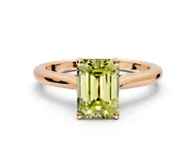 Solitaire Engagement Ring Setting for Fancy Yellow Emerald Cut Center with Narrow Cathedral Band and Prong Head in Rose Gold