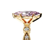 Solitaire Engagement Ring Setting for Fancy Pink Marquise Center with Milgrain Bezel Accents and Prong Head in Yellow Gold