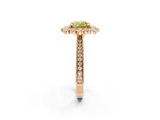 Milgrain Halo Engagement Ring Setting for Fancy Yellow Cushion Cut Center with Bezel Point Accents and Prong Head in Rose Gold