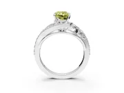 Halo Engagement Ring Setting for Fancy Yellow Radiant Cut Center with Marquise and Pave Bypass Band and Prong Head in Sterling Silver