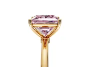 Solitaire Engagement Ring Setting for Fancy Pink Princess Cut Center with Straight Thin Band and Prong Head in Yellow Gold