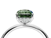 Solitaire Engagement Ring Setting for Fancy Green Radiant Cut Center with Plain Band, Open Basket and Prong Head in Sterling Silver