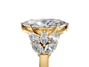Leaf Cluster Engagement Ring Setting for Marquise Center with Marquise Accents and Prong Head in Yellow Gold