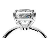 Minimalist Solitaire Engagement Ring Setting for Princess Cut Center with Thin Band and Prong Head in Sterling Silver