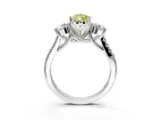 3 Stone Engagement Ring Setting for Fancy Yellow Pear-Shaped Center with Crossover Basket, Pave Band and Prong Head in Platinum