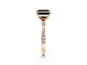 Solitaire Engagement Ring Setting for Fancy Black Asscher Cut Center with Pave Accents and Prong Head in Rose Gold