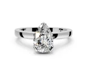 Solitaire Engagement Ring Setting for Pear-Shaped Center with Plain Band and Flat Tab Prong Head in Platinum