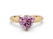 Solitaire Engagement Ring Setting for Fancy Pink Heart-Shaped Center with Wide Knife Ridge Band and Prong Head in Yellow Gold