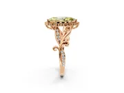 Halo Engagement Ring Setting for Fancy Yellow Marquise Center with Leaf Motif Split Shank and Prong Head in Rose Gold