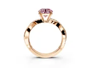 Crossover Engagement Ring Setting for Fancy Pink Round Cut Center with Pave and Plain Strands and Prong Head in Rose Gold