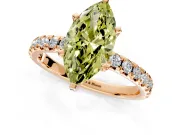 Solitaire Engagement Ring Setting for Fancy Yellow Marquise Center with Large Accents and Prong Head in Rose Gold
