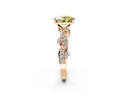 Solitaire Engagement Ring Setting for Fancy Yellow Oval Center with Bar-Station Pave Twist and Prong Head in Rose Gold