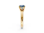 Solitaire Engagement Ring Setting for Fancy Blue Cushion Cut Center with Wire Band and Prong Head in Yellow Gold