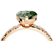 Solitaire Engagement Ring Setting for Fancy Green Heart-Shaped Center with Large Accents and Prong Head in Rose Gold