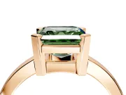 Solitaire Engagement Ring Setting for Fancy Green Asscher Cut Center with Plain Band and Flat Tab Prong Head in Rose Gold