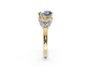 Leaf Cluster Engagement Ring Setting for Fancy Blue Heart-Shaped Center with Marquise Accents and Prong Head in Yellow Gold