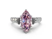 Solitaire Engagement Ring Setting for Fancy Pink Marquise Center with Pave Cathedral Shoulders and Prong Head in Platinum