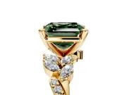 Solitaire Engagement Ring Setting for Fancy Green Asscher Cut Center with Marquise Accent Twist Band and Prong Head in Yellow Gold