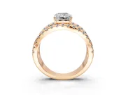 Solitaire Engagement Ring Setting for Radiant Cut Center with Wide-Open Split Shank and Prong Head in Rose Gold