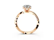 Side Accent Engagement Ring Setting for Round Cut Center with Accent Shoulders and Prong Head in Rose Gold