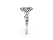 Leaf Motif Engagement Ring Setting for Fancy Pink Marquise Center with Pave Band and Prong Head in Platinum