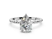 Solitaire Engagement Ring Setting for Pear-Shaped Center with Plain Twisted Rope Band and Prong Head in Platinum