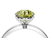 Solitaire Engagement Ring Setting for Fancy Yellow Round Cut Center with Thin Rounded Plain Band and Prong Head in Platinum