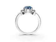 Solitaire Engagement Ring Setting for Fancy Blue Round Cut Center with Twisted Band and Scroll Prong Head in Platinum
