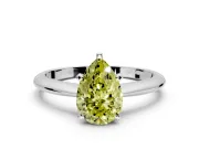 Solitaire Engagement Ring Setting for Fancy Yellow Pear-Shaped Center with Knife Ridge Band and Claw Prong Head in White Gold