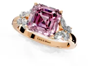 Solitaire Engagement Ring Setting for Fancy Pink Asscher Cut Center with Marquise Flower Shoulders and Prong Head in Rose Gold