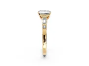 Bar-Set Engagement Ring Setting for Princess Cut Center with Tapered Baguette Accents and Prong Head in Yellow Gold