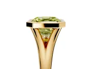 Solitaire Engagement Ring Setting for Fancy Yellow Asscher Cut Center with V Split Shank and Bezel Head in Yellow Gold