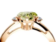 3 Stone Engagement Ring Setting for Fancy Yellow Heart-Shaped Center with Low-Set Round Cut Accents and Prong Head in Rose Gold