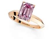 Solitaire Engagement Ring Setting for Fancy Pink Emerald Cut Center with Wide Knife Ridge Band and Prong Head in Rose Gold