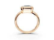 Solitaire Engagement Ring Setting for Asscher Cut Center with Wide Band and Bezel Head in Rose Gold