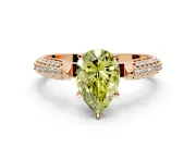 Solitaire Engagement Ring Setting for Fancy Yellow Pear-Shaped Center with Multi-Row Accents and Prong Head in Rose Gold