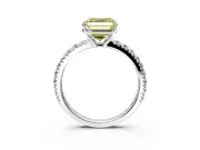 Solitaire Engagement Ring Setting for Fancy Yellow Asscher Cut Center with Large Accent Band and Prong Head in Sterling Silver
