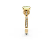 Solitaire Engagement Ring Setting for Fancy Yellow Asscher Cut Center with Marquise and Bezel Accents and Prong Head in Yellow Gold