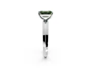 Solitaire Engagement Ring Setting for Fancy Green Emerald Cut Center with Wide Knife Ridge Band and Prong Head in White Gold