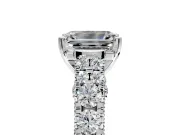 Solitaire Engagement Ring Setting for Emerald Cut Center with Pave Cathedral Shoulders and Prong Head in Platinum