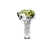 Solitaire Engagement Ring Setting for Fancy Yellow Heart-Shaped Center with Bezel-Dot Beaded Band and Prong Head in Platinum