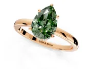 Hidden Halo Engagement Ring Setting for Fancy Green Pear-Shaped Center with Plain Band and Tall Prong Head in Rose Gold
