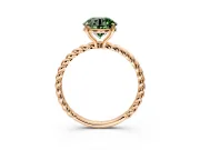 Solitaire Engagement Ring Setting for Fancy Green Round Cut Center with Plain Twisted Rope Band and Prong Head in Rose Gold
