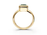 Solitaire Engagement Ring Setting for Fancy Green Princess Cut Center with Wide Band and Bezel Head in Yellow Gold