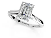 Solitaire Engagement Ring Setting for Emerald Cut Center with Narrow Cathedral Band and Prong Head in Platinum