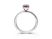 Solitaire Engagement Ring Setting for Fancy Pink Emerald Cut Center with Shared-Prong Accents and Prong Head in Platinum