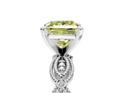 Solitaire Engagement Ring Setting for Fancy Yellow Princess Cut Center with Marquise Panel Band and Prong Head in Platinum