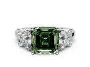 Floral Engagement Ring Setting for Fancy Green Princess Cut Center with Marquise Cluster Shoulders and Prong Head in Sterling Silver