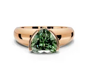 Tension Engagement Ring Setting for Fancy Green Heart-Shaped Center with Wide Flat Band and Tension Head in Rose Gold