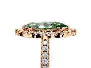 Pave Halo Engagement Ring Setting for Fancy Green Marquise Center with Single Row Pave Band and Prong Head in Rose Gold